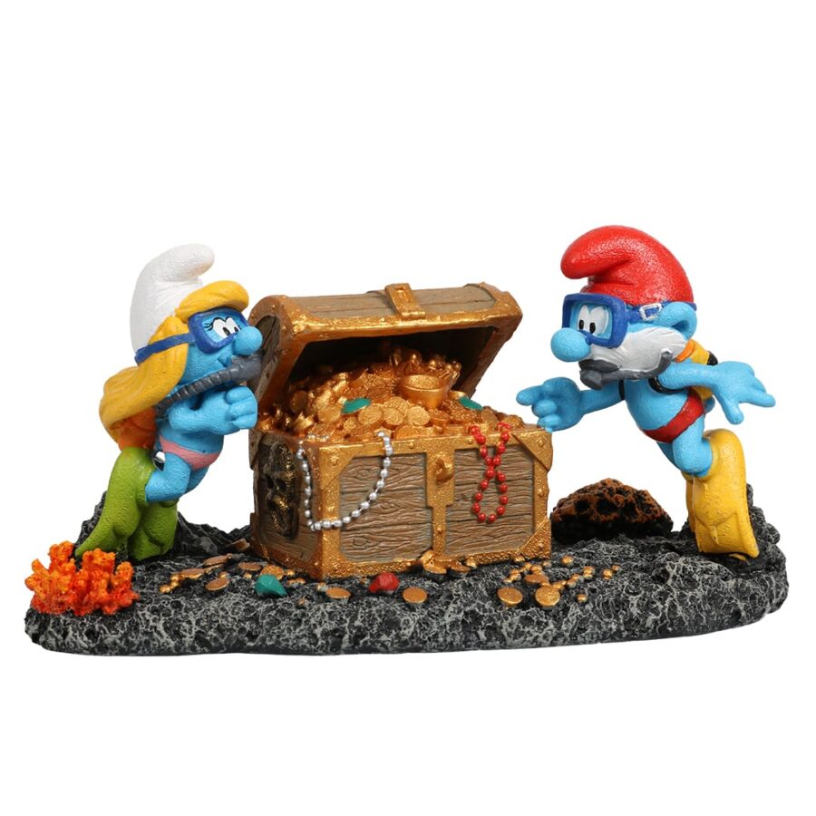 Akvariedekorasjon Smurfs Underwater Treasure Chest 18,8x9,7x9,6cm